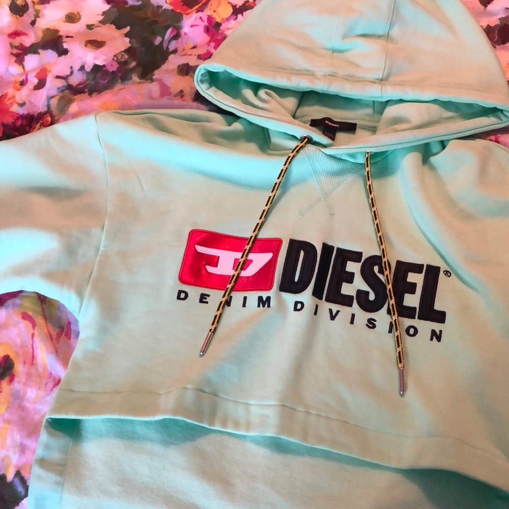Diesel Oversized Mint Green Crop Hoodie (S)